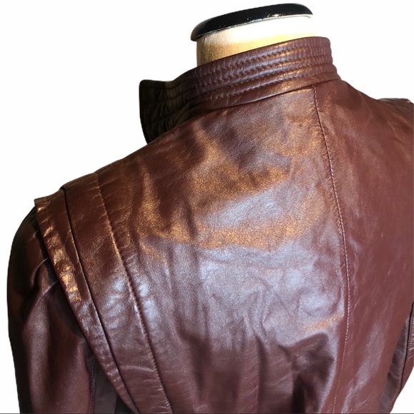 Vintage Berman’s Maroon Leather Moto bomber jacket - Picture 5 of 13